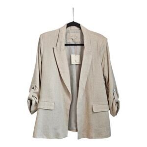 Jules & Leopold Casual NWT Womens XL Linen Blend Blazer Roll Tab Sleeve Pockets